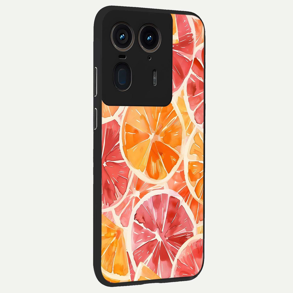 Orange Fruits Pattern back cover For Moto Edge 50 Ultra slim fit glass case with vibrant aesthetic design