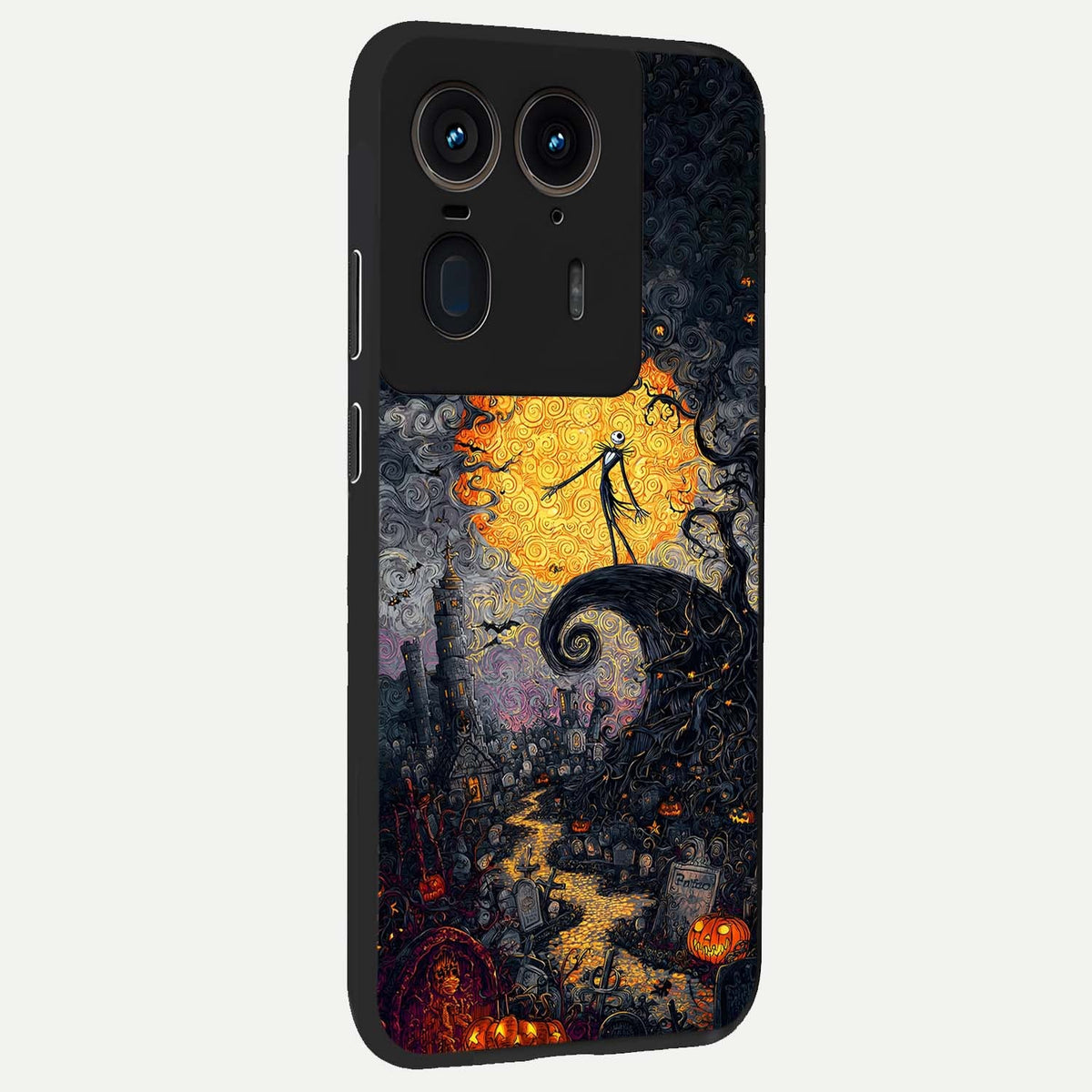 Pumpkin Moon Night back cover For Moto Edge 50 Ultra slim fit glass case with vibrant aesthetic design