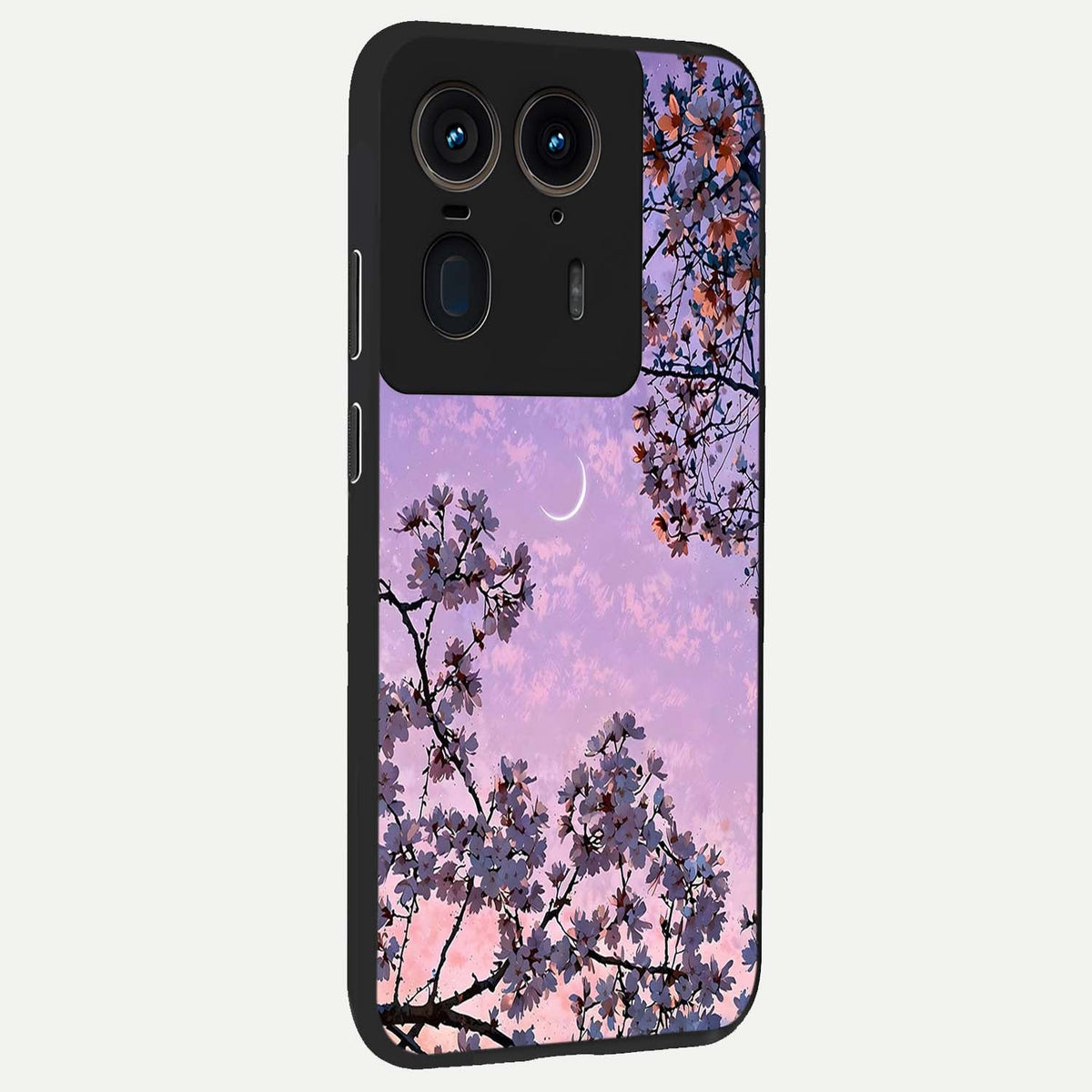 Purple Serenity Moon back cover For Moto Edge 50 Ultra slim fit glass case with vibrant aesthetic design