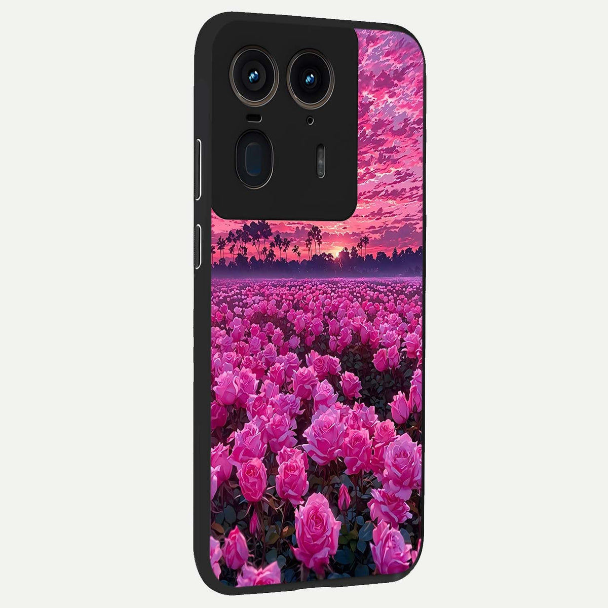 Rose Sunset Valley back cover For Moto Edge 50 Ultra slim fit glass case with vibrant aesthetic design