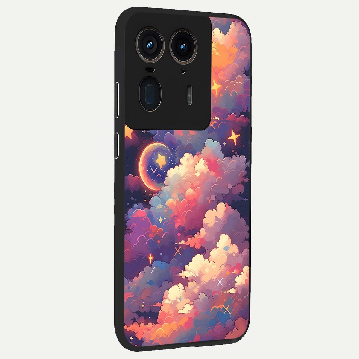 Starlit Dream Clouds back cover For Moto Edge 50 Ultra slim fit glass case with vibrant aesthetic design