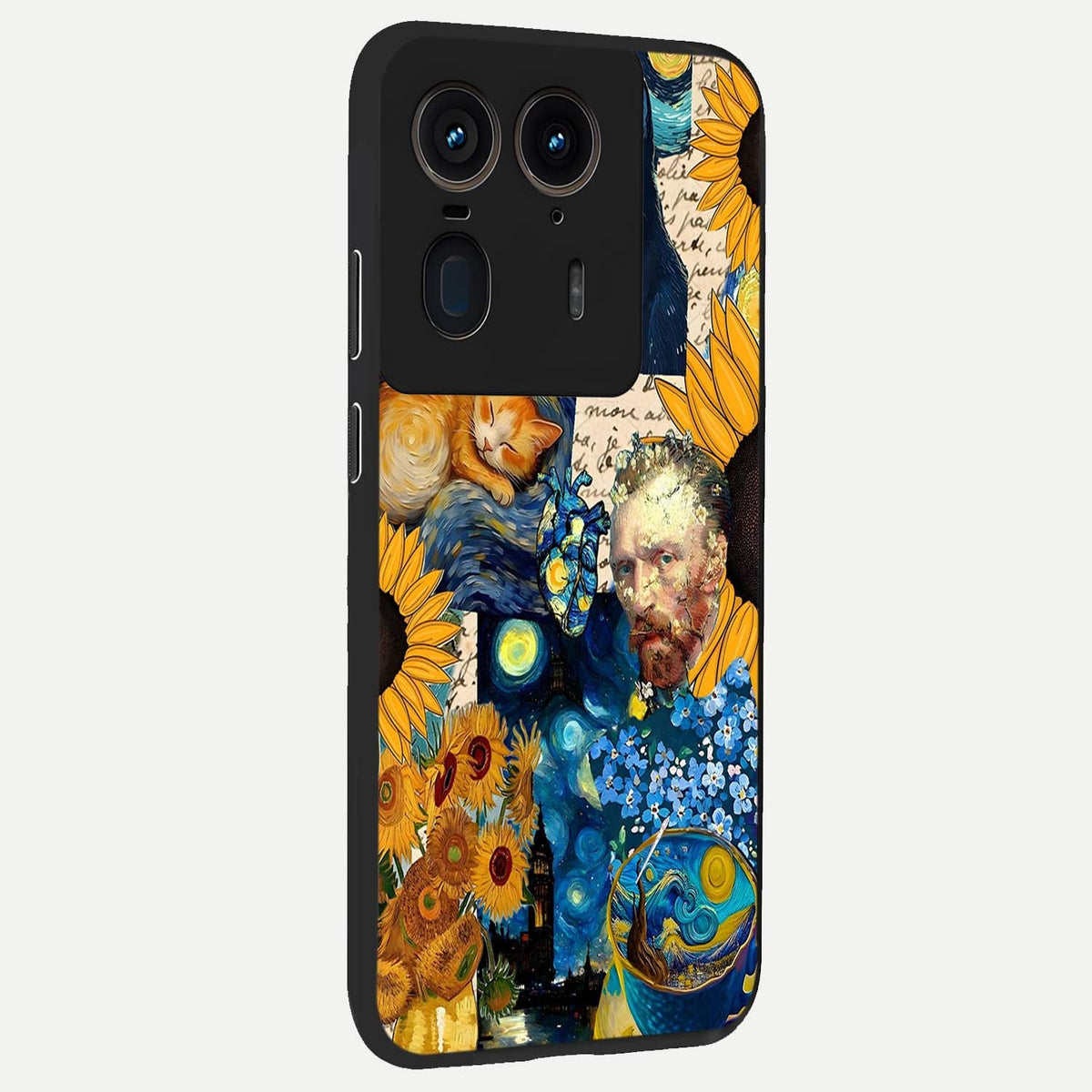 Sunflower Chic Mood Custom Name back cover For Moto Edge 50 Ultra slim fit glass case with vibrant aesthetic design