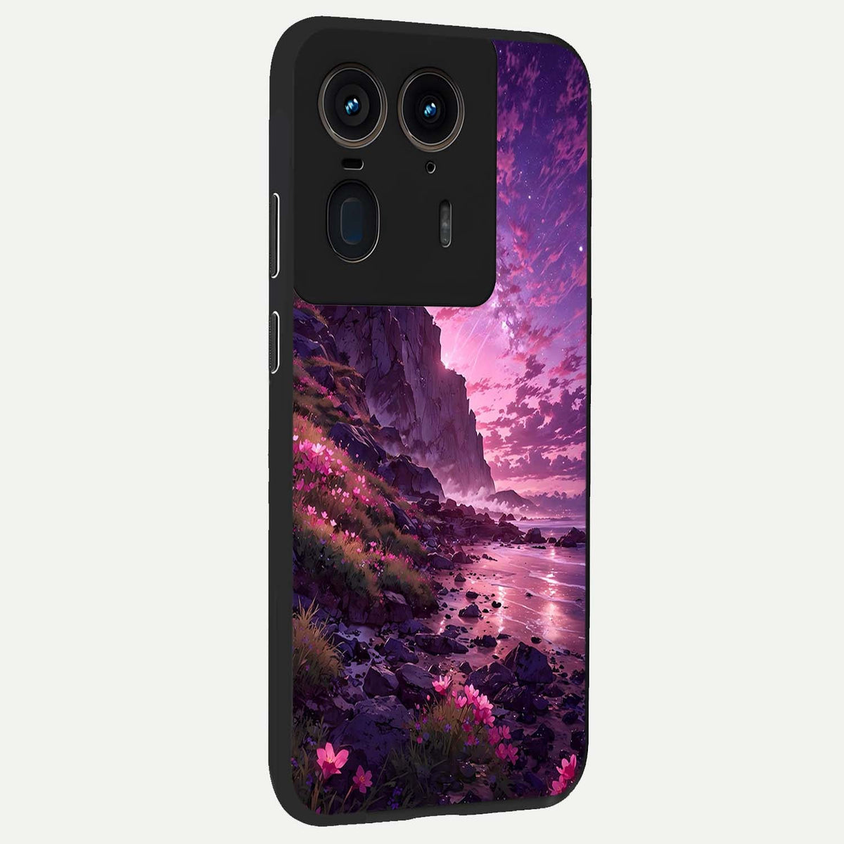 Twilight Blossom Coast back cover For Moto Edge 50 Ultra slim fit glass case with vibrant aesthetic design