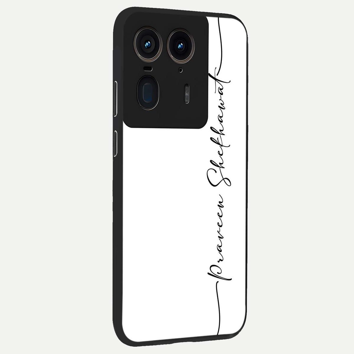 White Tune Custom Name back cover For Moto Edge 50 Ultra slim fit personalized glass case with aesthetic design