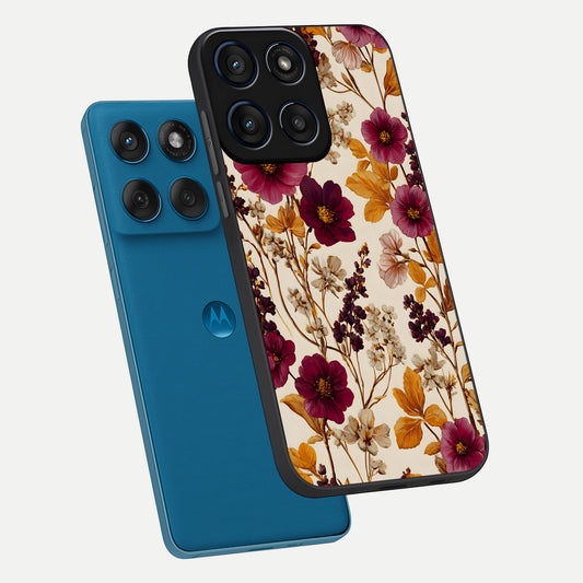 Autumn Wine Bloom phone case For Moto Edge 60 showing premium glass back cover with detailed artwork