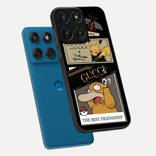 Cartoon Brand Play Mashup phone case For Moto Edge 60 showing premium glass back cover with detailed artwork