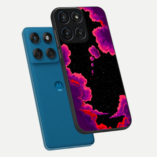 Galaxy Dream Frame phone case For Moto Edge 60 showing premium glass back cover with detailed artwork