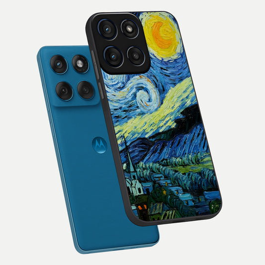 Inspired Van Gogh Art phone case For Moto Edge 60 showing premium glass back cover with detailed artwork