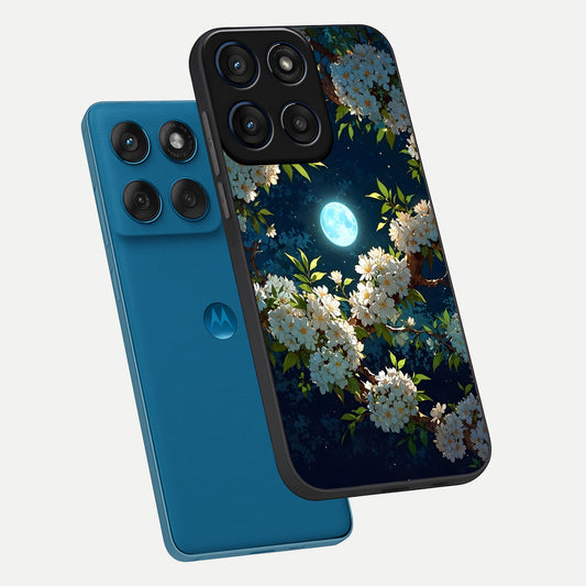 Moonlit Blossom Dream phone case For Moto Edge 60 showing premium glass back cover with detailed artwork