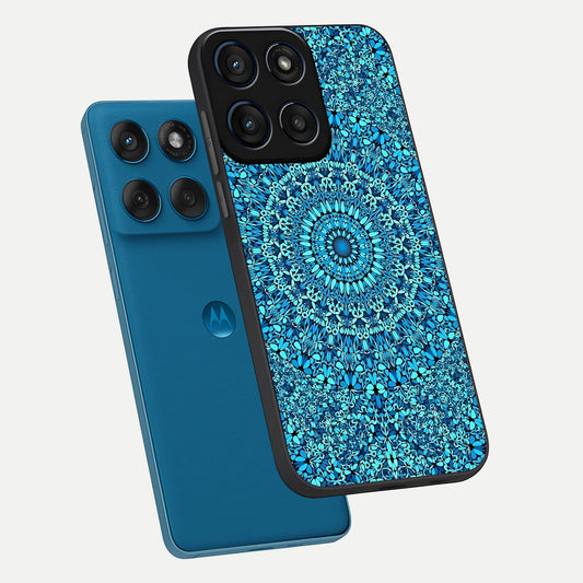 Ocean Bloom Mandala phone case For Moto Edge 60 showing premium glass back cover with detailed artwork