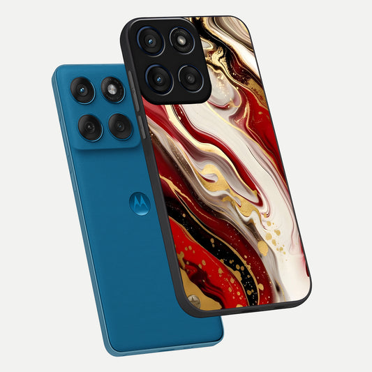 Red And White Marble phone case For Moto Edge 60 showing premium glass back cover with detailed artwork