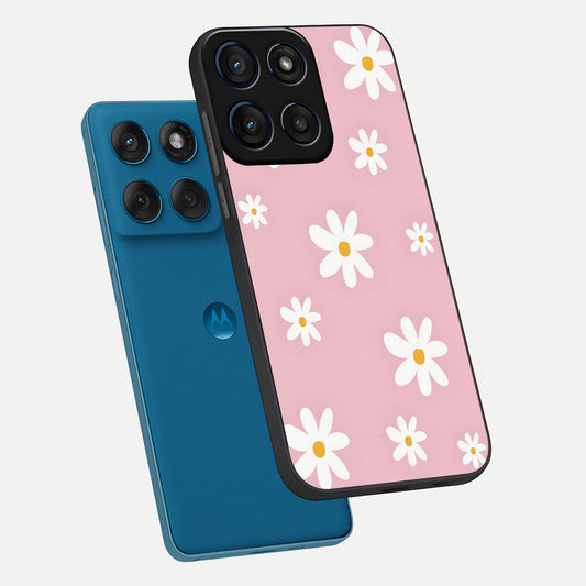 Soft Daisy Bliss phone case For Moto Edge 60 showing premium glass back cover with detailed artwork