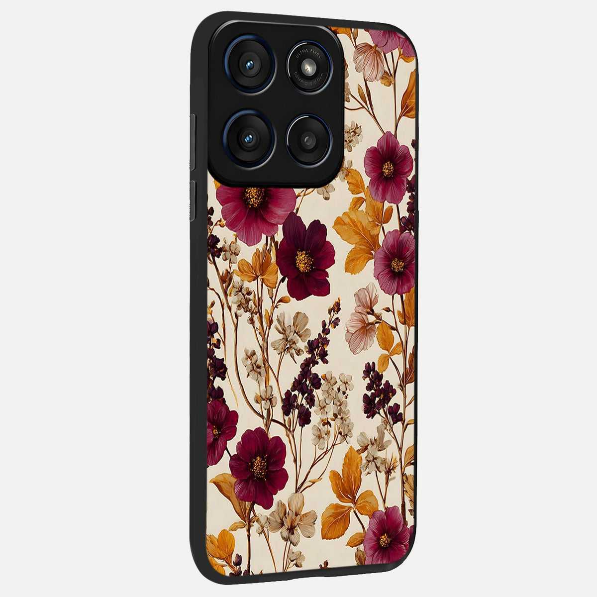 Autumn Wine Bloom back cover For Moto Edge 60 slim fit glass case with vibrant aesthetic design