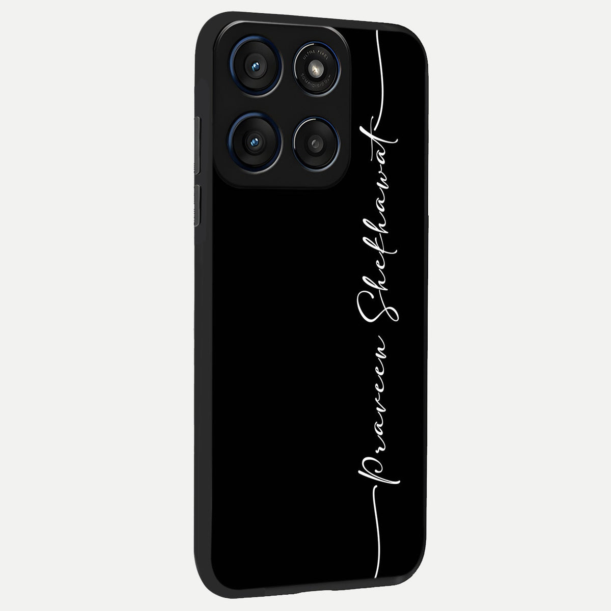 Black Tune Custom Name back cover For Moto Edge 60 slim fit glass case with vibrant aesthetic design