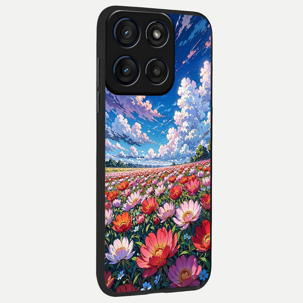 Blossom Sky Field back cover For Moto Edge 60 slim fit glass case with vibrant aesthetic design