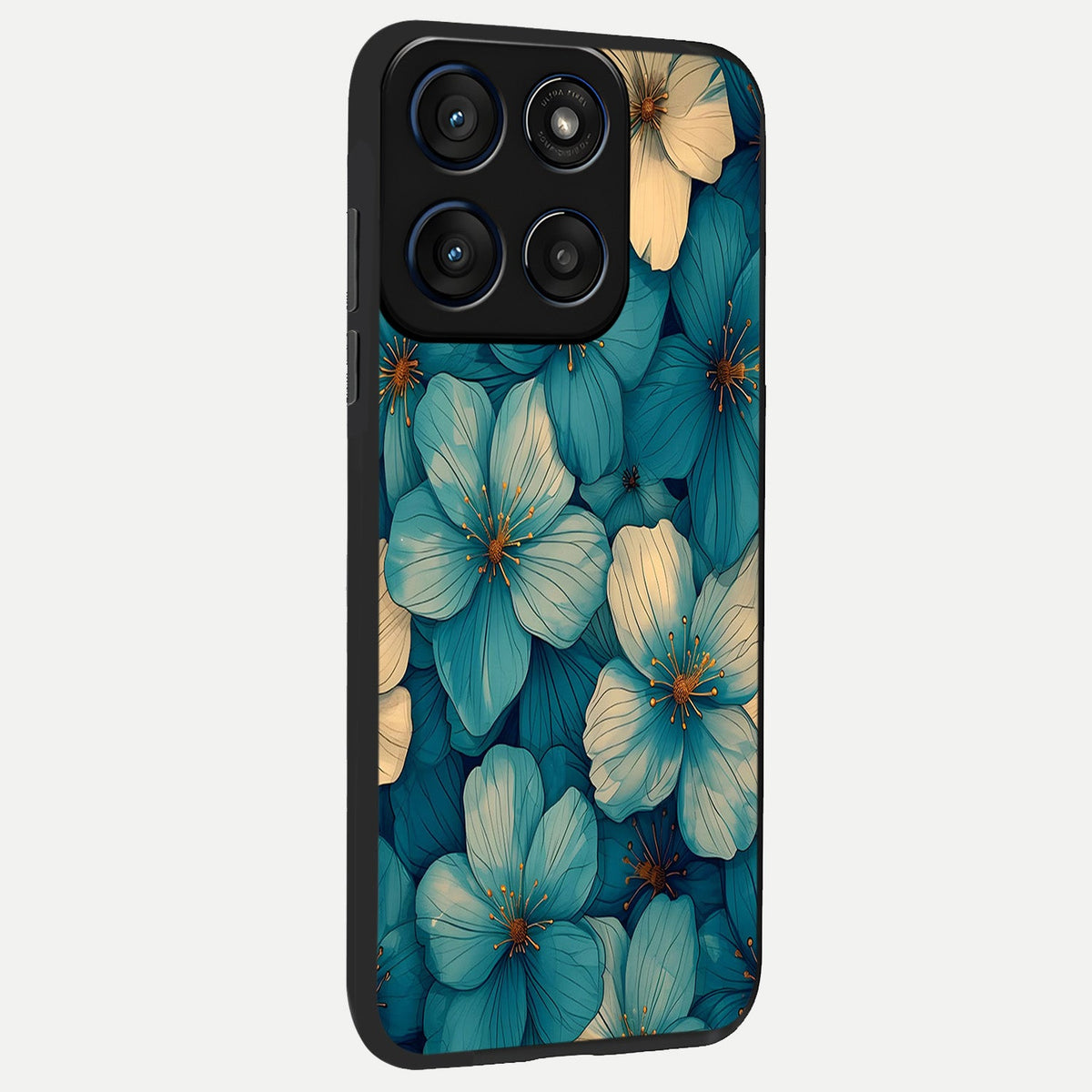 Blue Shade Floral back cover For Moto Edge 60 slim fit glass case with vibrant aesthetic design