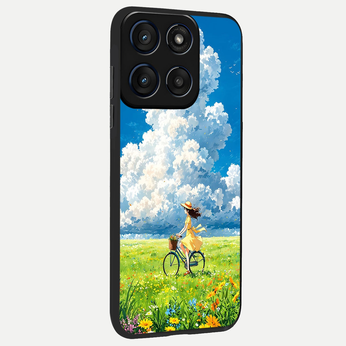 Breezy Meadow Ride back cover For Moto Edge 60 slim fit glass case with vibrant aesthetic design