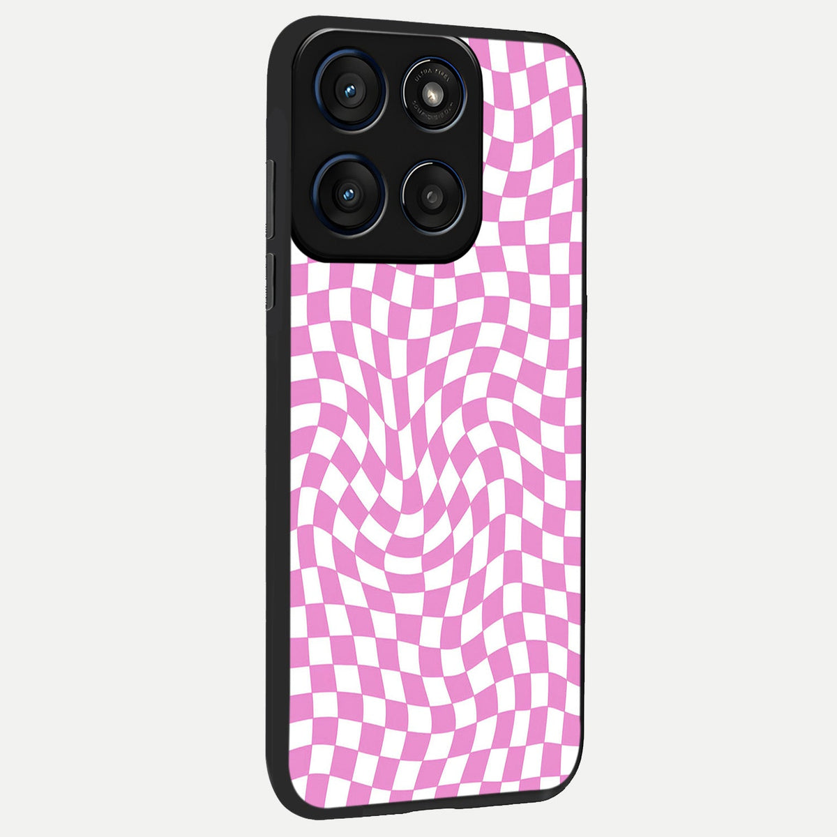 Bubblegum Check Wave back cover For Moto Edge 60 slim fit glass case with vibrant aesthetic design