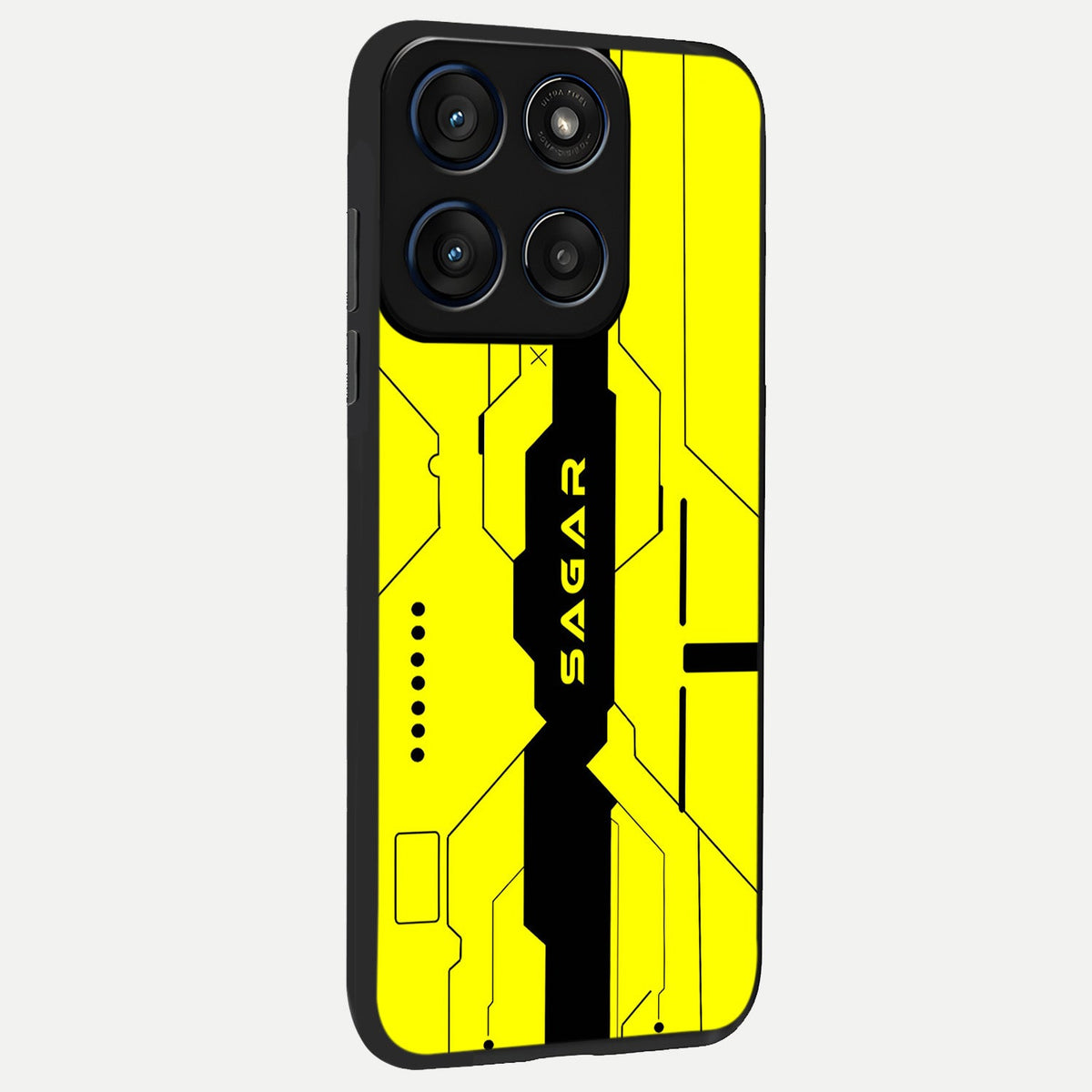 Circuit CYBERPUNK Custom Name back cover For Moto Edge 60 slim fit glass case with vibrant aesthetic design