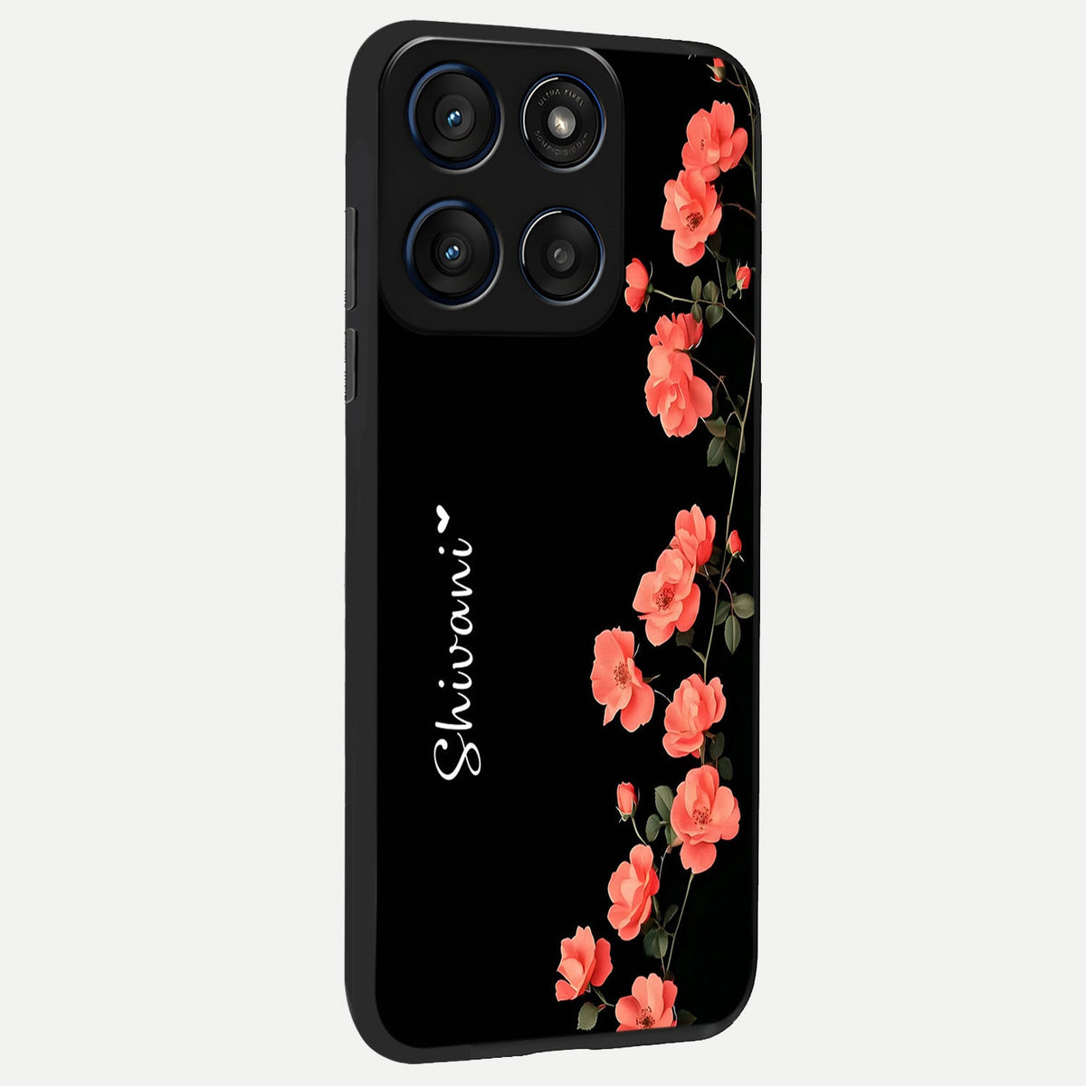 Crimson Bloom Grace Custom Name back cover For Moto Edge 60 slim fit glass case with vibrant aesthetic design