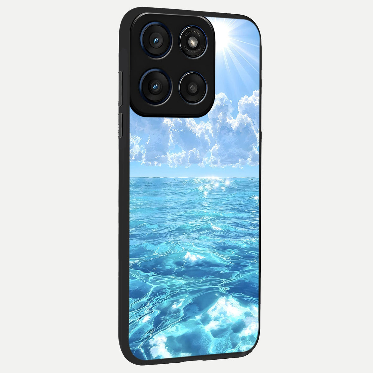 Endless Ocean Horizon back cover For Moto Edge 60 slim fit glass case with vibrant aesthetic design