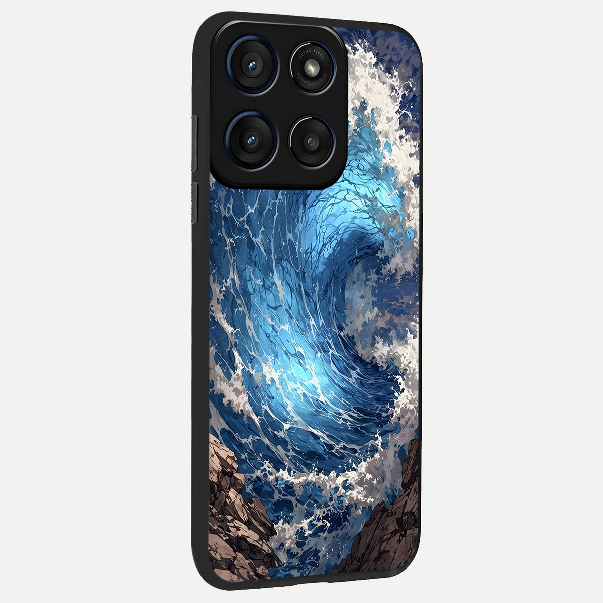 Giant Ocean Wave back cover For Moto Edge 60 slim fit glass case with vibrant aesthetic design