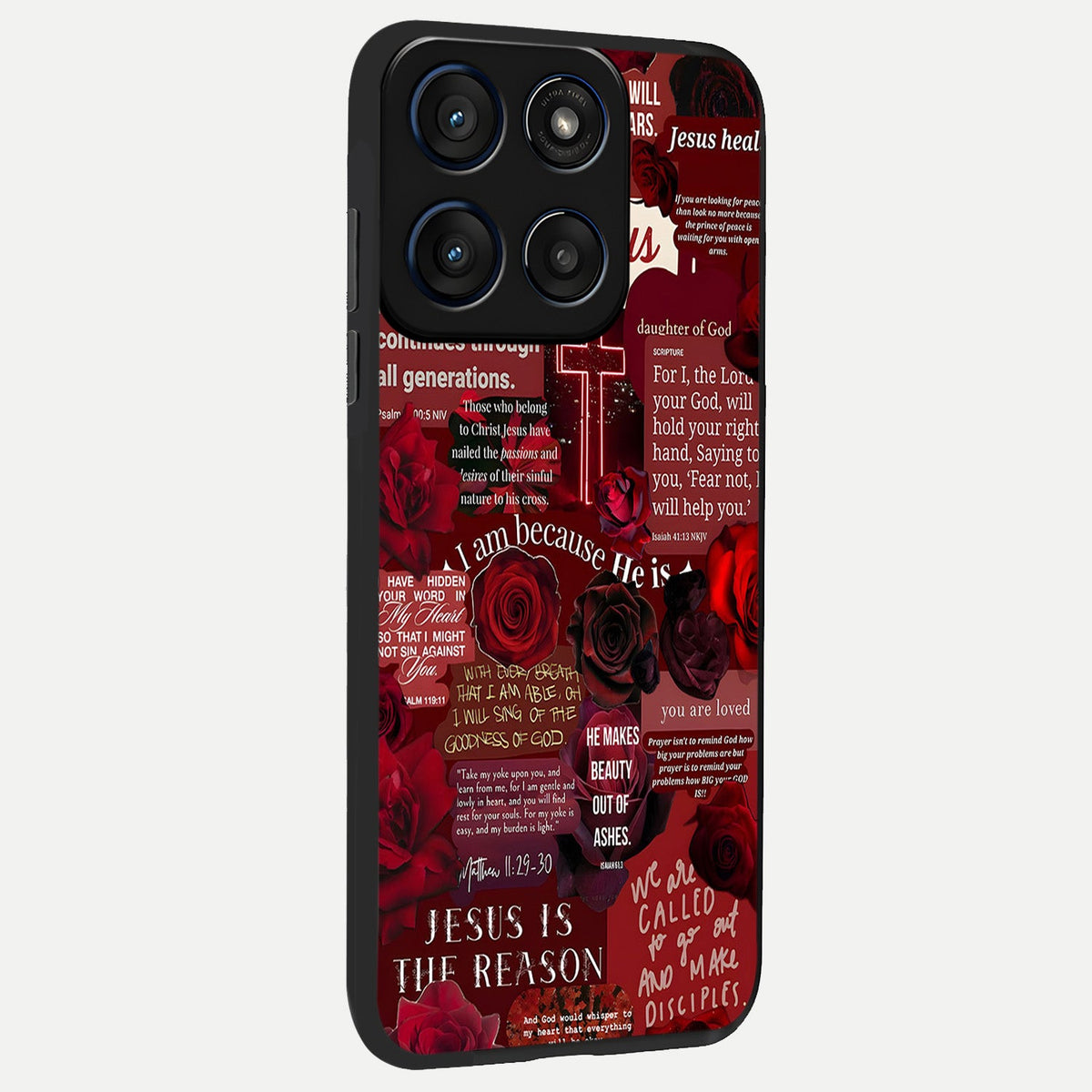 Jesus Love Heals back cover For Moto Edge 60 slim fit glass case with vibrant aesthetic design