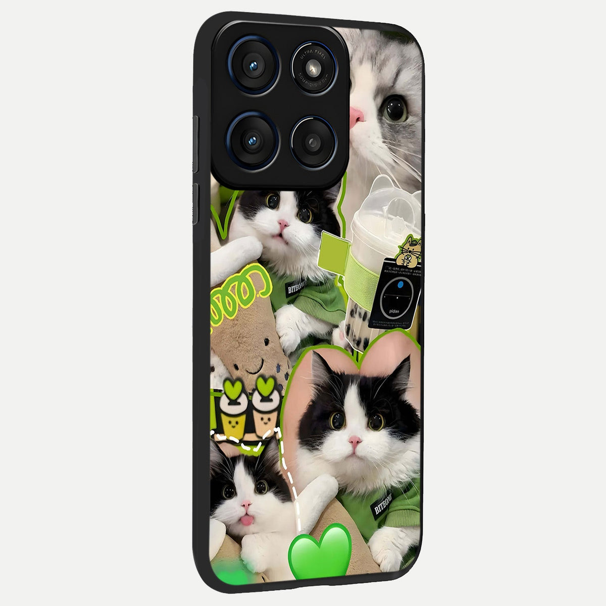 Matcha Cats Mood back cover For Moto Edge 60 slim fit glass case with vibrant aesthetic design