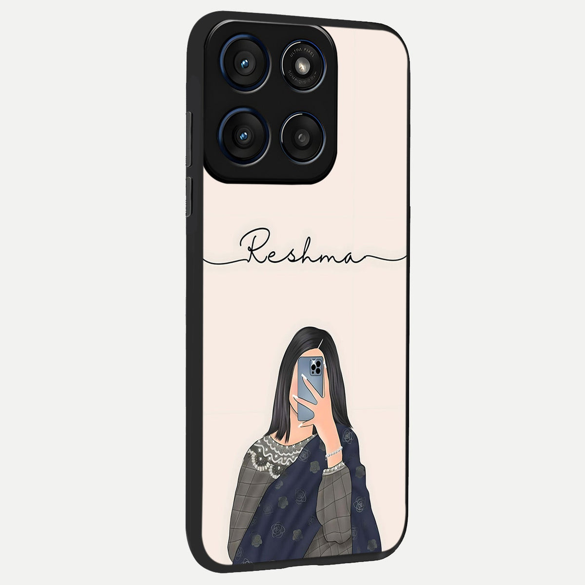 Mirror Mood Muse With Custom Name back cover For Moto Edge 60 slim fit glass case with vibrant aesthetic design