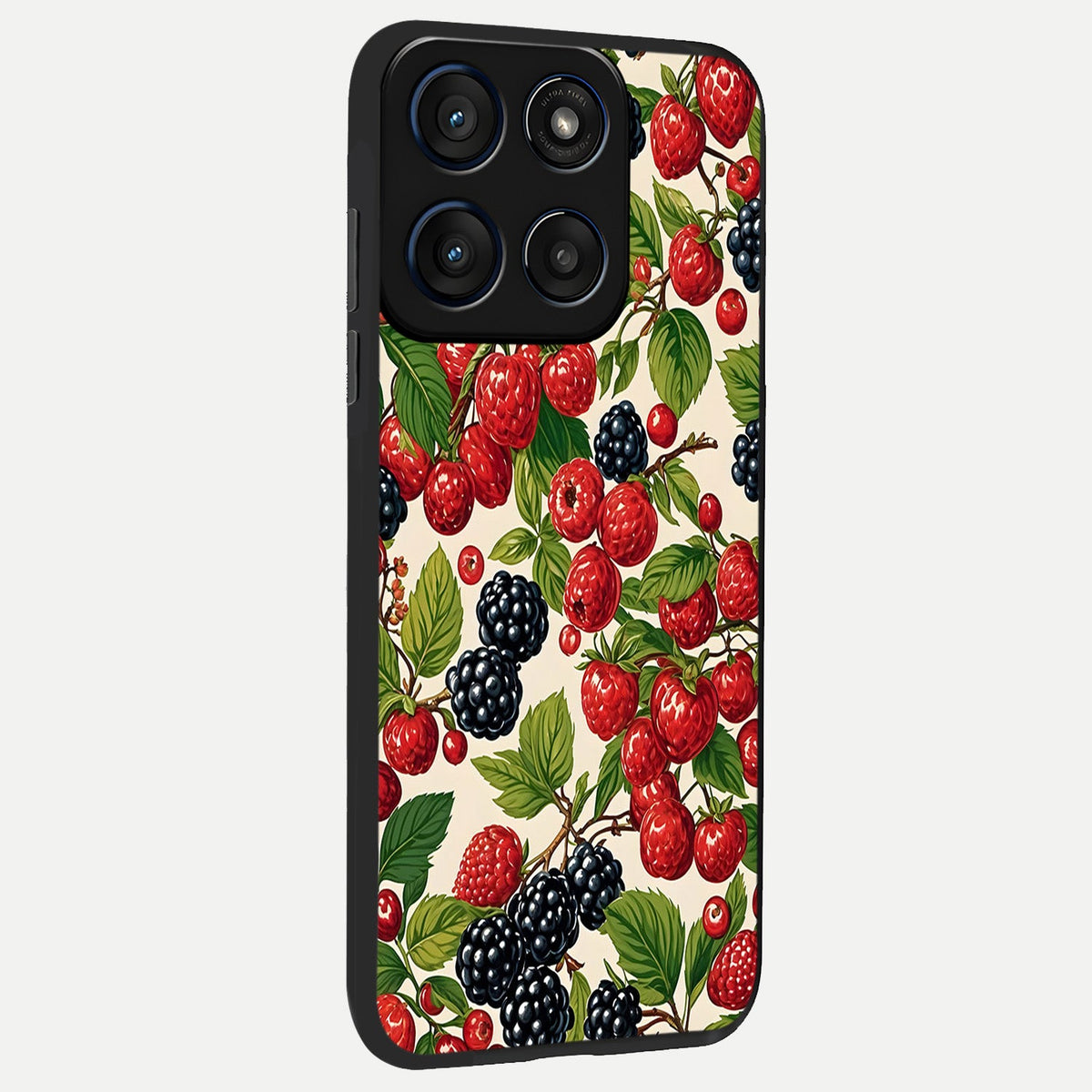 Mixed Berry Collage back cover For Moto Edge 60 slim fit glass case with vibrant aesthetic design