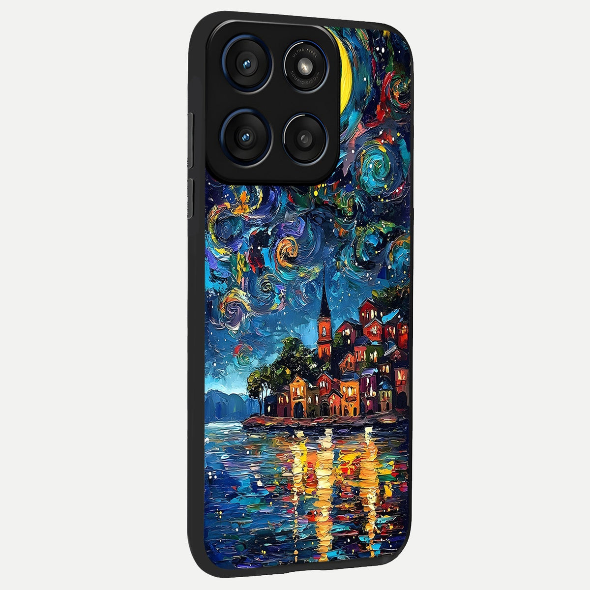 Moonlight Harbor Glow back cover For Moto Edge 60 slim fit glass case with vibrant aesthetic design