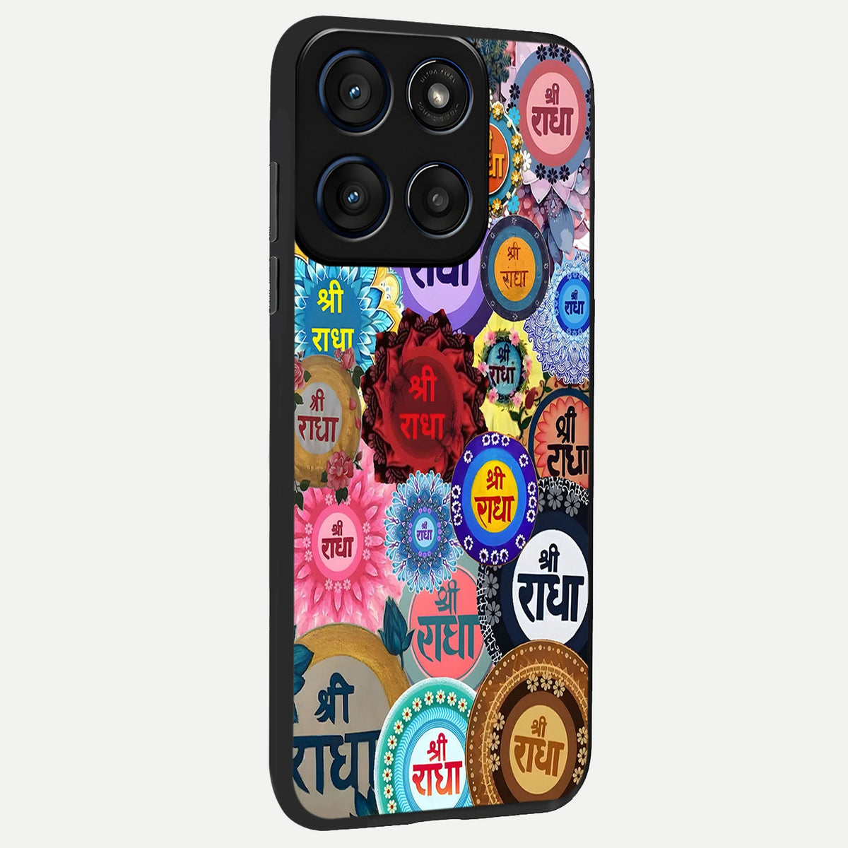 Radha Divine Bloom back cover For Moto Edge 60 slim fit glass case with vibrant aesthetic design