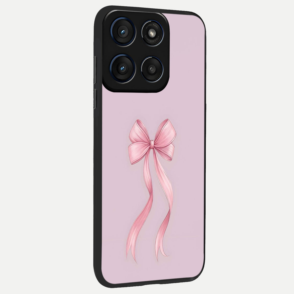 Soft Blush Bow back cover For Moto Edge 60 slim fit glass case with vibrant aesthetic design
