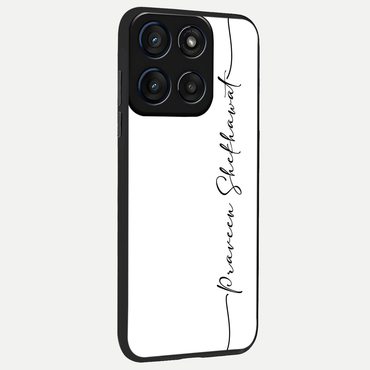 White Tune Custom Name back cover For Moto Edge 60 slim fit personalized glass case with aesthetic design
