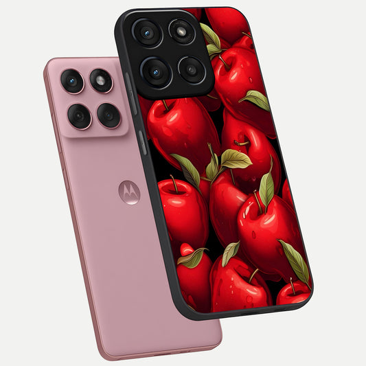 Apple Pattern phone case For Moto Edge 60 Fusion showing premium glass back cover with detailed artwork