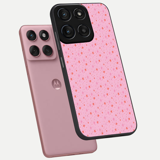 Cosmic Pink Sparkle phone case For Moto Edge 60 Fusion showing premium glass back cover with detailed artwork