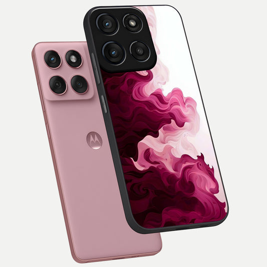 Crimson Wave Flow phone case For Moto Edge 60 Fusion showing premium glass back cover with detailed artwork