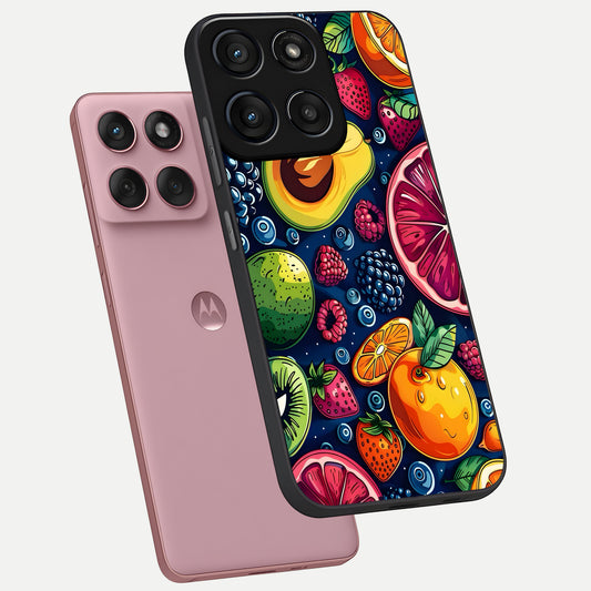 Cute Fruits Art phone case For Moto Edge 60 Fusion showing premium glass back cover with detailed artwork