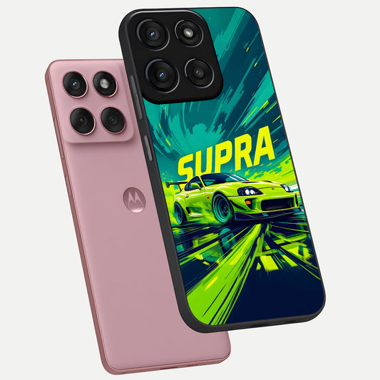 Electric Supra Thunder phone case For Moto Edge 60 Fusion showing premium glass back cover with detailed artwork