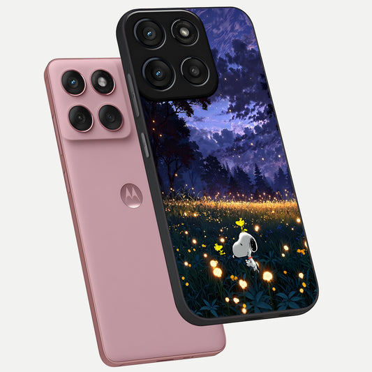 Firefly Meadow Magic phone case For Moto Edge 60 Fusion showing premium glass back cover with detailed artwork