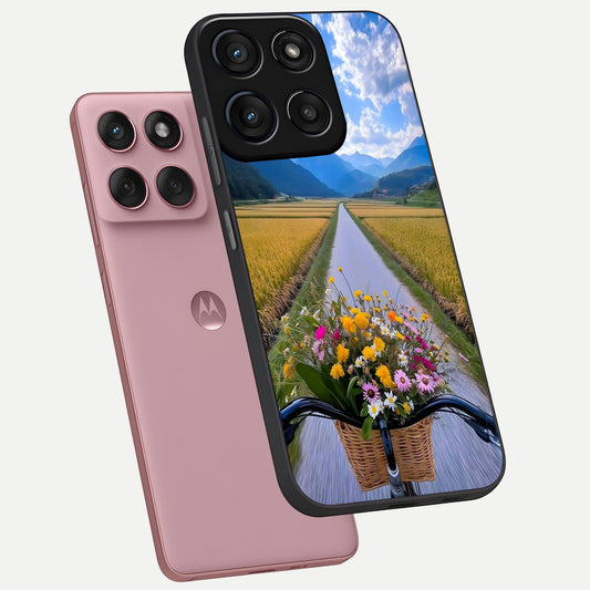 Golden Field Journey phone case For Moto Edge 60 Fusion showing premium glass back cover with detailed artwork