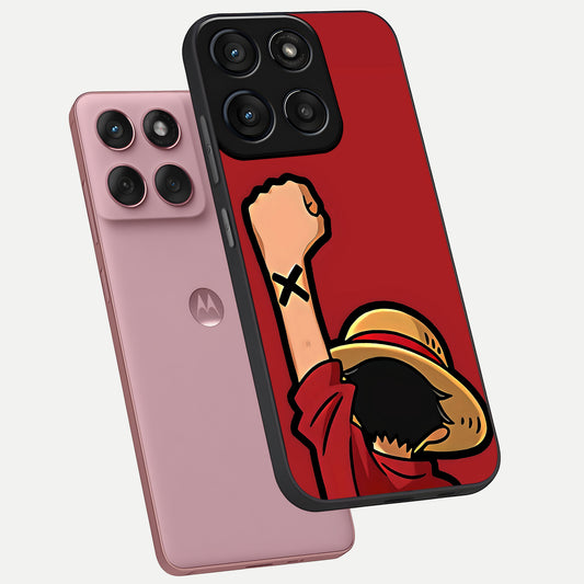 Luffy X Spirit phone case For Moto Edge 60 Fusion showing premium glass back cover with detailed artwork