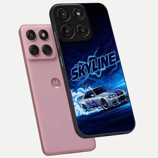 Neon Drift Beast phone case For Moto Edge 60 Fusion showing premium glass back cover with detailed artwork