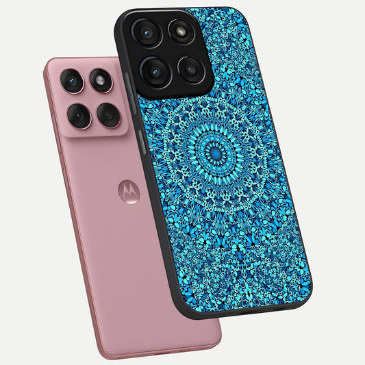 Ocean Bloom Mandala phone case For Moto Edge 60 Fusion showing premium glass back cover with detailed artwork
