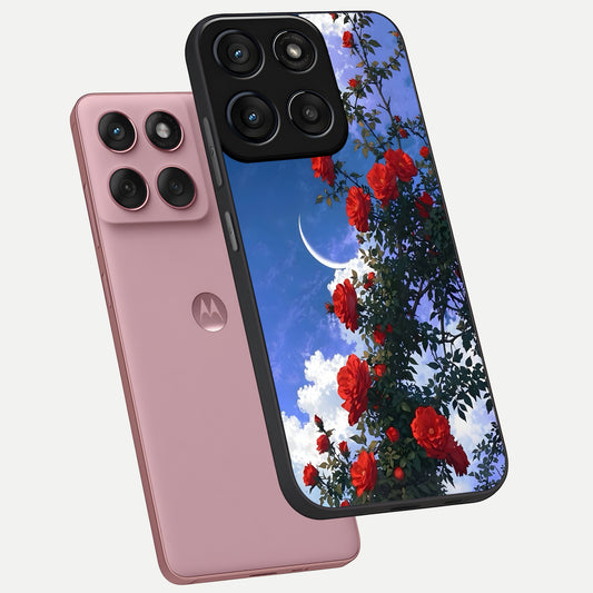 Rose Drift Flowers phone case For Moto Edge 60 Fusion showing premium glass back cover with detailed artwork