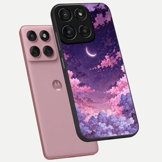 Sky Drift Clouds phone case For Moto Edge 60 Fusion showing premium glass back cover with detailed artwork
