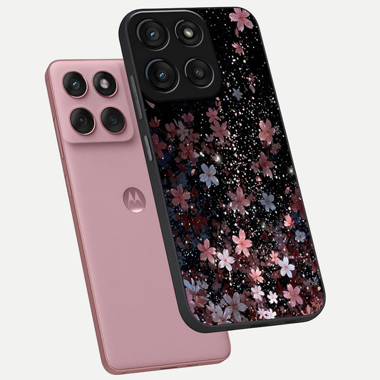 Starlit Flower Dreams phone case For Moto Edge 60 Fusion showing premium glass back cover with detailed artwork