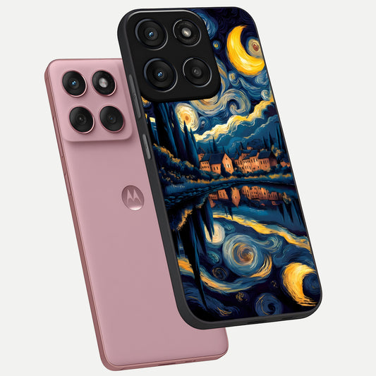 Starry Sky Serenity phone case For Moto Edge 60 Fusion showing premium glass back cover with detailed artwork