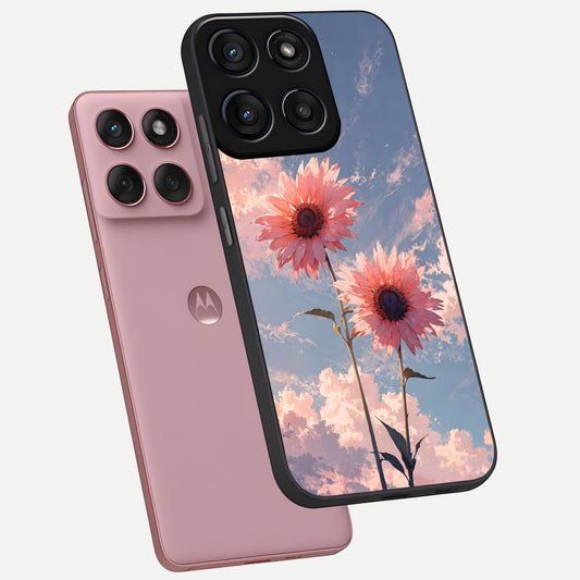 Sun Moon Balance phone case For Moto Edge 60 Fusion showing premium glass back cover with detailed artwork