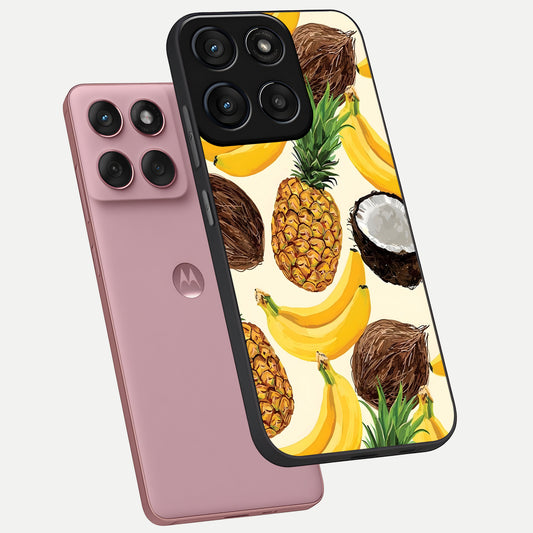Tropical Fruit Mood phone case For Moto Edge 60 Fusion showing premium glass back cover with detailed artwork